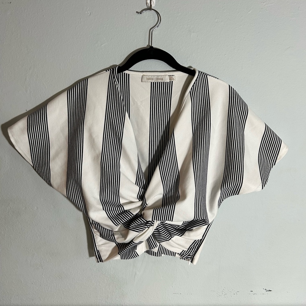 bishop + young Black and White Striped Blouse